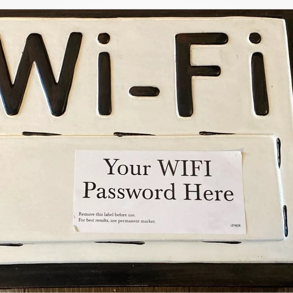 Better Homes & Gardens Ceramic 9 x 1.5"x 7" Tabletop Wifi Password Sign, Guest - Picture 1 of 2